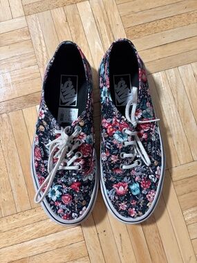 Vans Black Floral Canvas Low-Top Sneakers
